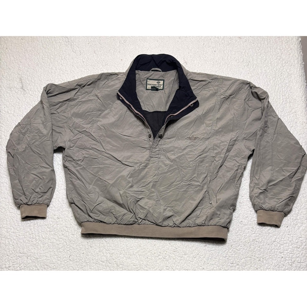 Vintage Dockers Golf Mens Gray Quarter Snap Pullover Jacket XL 90s Outerwear